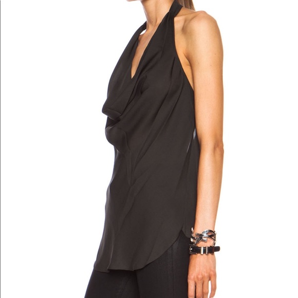 ✨SOLD✨ Haute Hippie Dark Graphite Silk Cowl Top - Picture 2 of 8